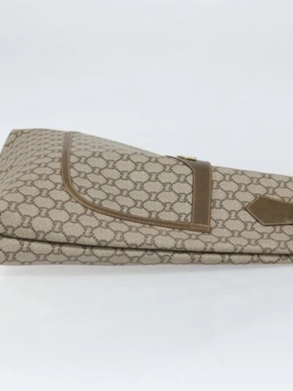 GUCCI GG Plus Supreme Web Sherry Line Tote Bag PVC Beige Gold Auth ka1861 - Picture 3 of 16